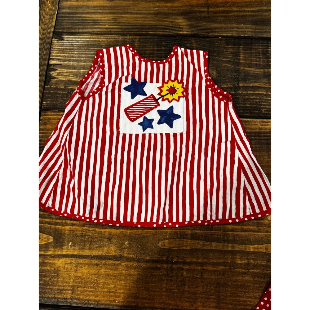 Vintage 90s Hearts Designs USA‎ Patriotic 3T Bloomers Set Firecracker July 4th